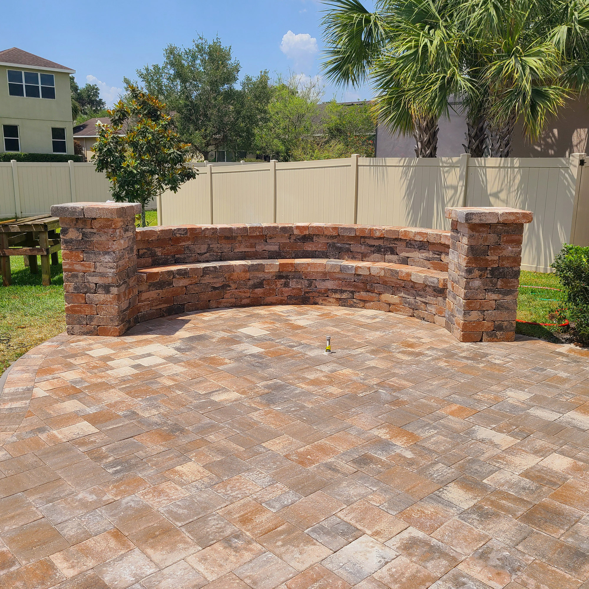 Custom designed paver seating walls in Apollo Beach & Bartow, FL